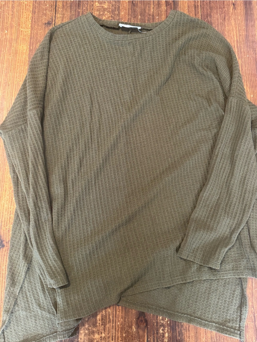 Zenana Outfitters Olive Ribbed Long Sleeve Top